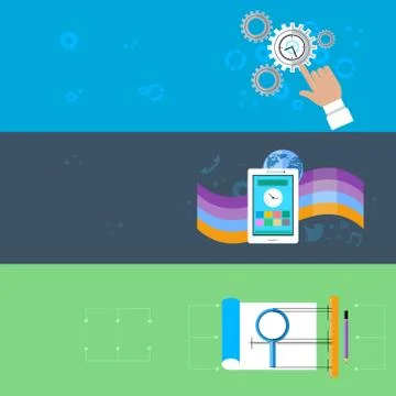Time planning, mobile app, prototyping concept set Stock Illustration