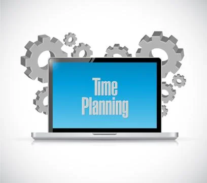 Time planning tech computer sign concept 스톡 일러스트
