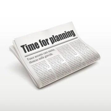 Time for planning words on newspaper Stock Illustration