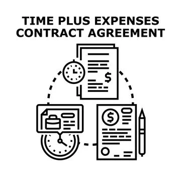 Time plus expenses contract agreement concept Stock Illustration