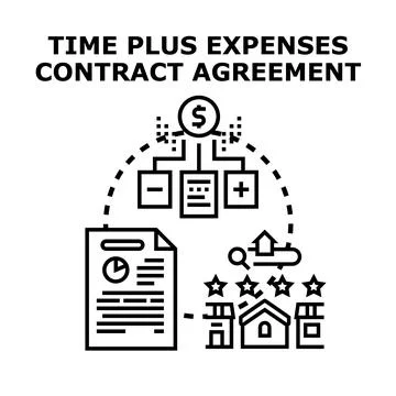 Time plus expenses contract agreement concept Stock Illustration
