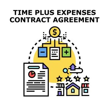 Time plus expenses contract agreement concept Stock Illustration
