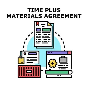 Time plus materials agreement contract negotiation concept Stock Illustration
