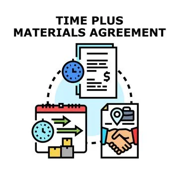 Time plus materials agreement contract development costing Stock Illustration