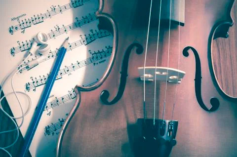 Time to practice violin Stock Photos