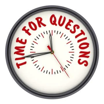 Time for questions. Clock with text 스톡 일러스트