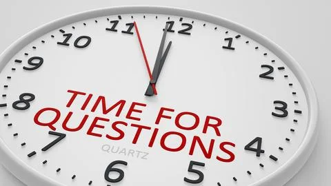 Time for questions modern bright clock style 3d illustration Stock Illustration