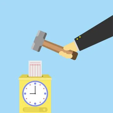 Time Recorder with hammer Stock Illustration