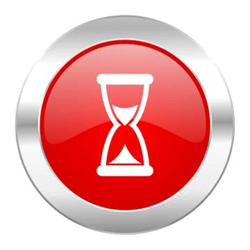 Time red circle chrome web icon isolated. Stock Illustration