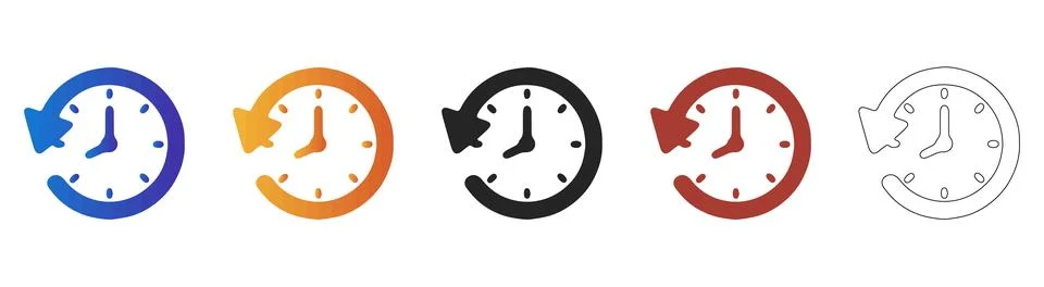 Time refresh and history clock icon set Stock Illustration