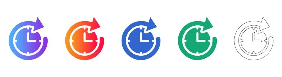 Time Refresh Icons with Gradient and Outline Variations 스톡 일러스트