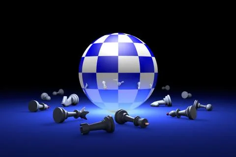Time to relax (chess metaphor). 3D render illustration. Free space for text. 스톡 일러스트