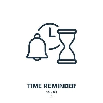 Time Reminder Icon. Clock, Notification, Bell. Editable Stroke Stock Illustration