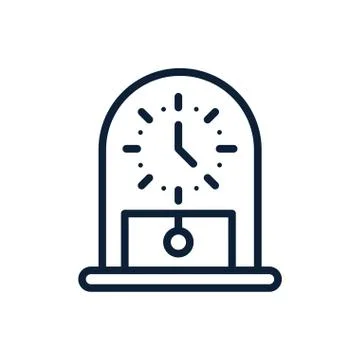Time retro clock with pendulum linear design Stock Illustration