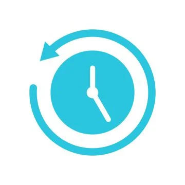 Time Reverse Icon. Isolated on white background. Blue icon set Stock Illustration