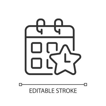 Time off reward pixel perfect linear icon Stock Illustration