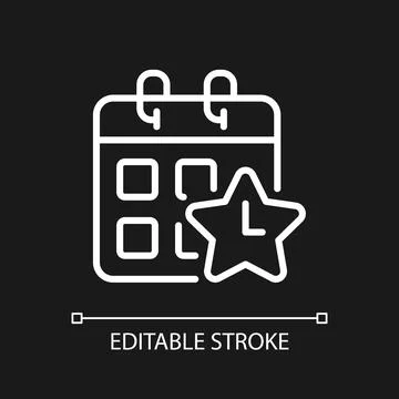 Time off reward pixel perfect white linear icon for dark theme Stock Illustration