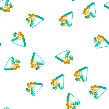 Time for run on stair isometric icon seamless pattern 스톡 일러스트