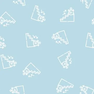 Time for run on stair line vector seamless pattern Stock Illustration