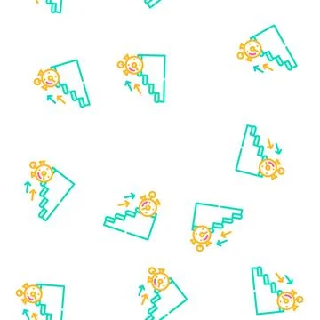 Time for run on stair vector seamless pattern Stock Illustration