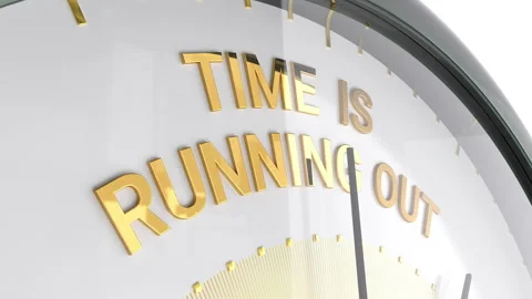 Time is running out text.Clock. Video stock 318310714