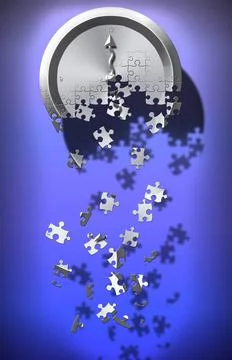 Time is running out Time is running out. Clock made of puzzle pieces. 3D r... Stock Photos