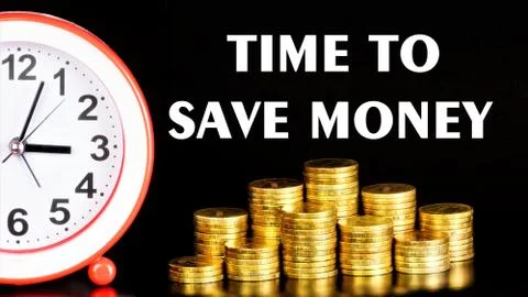 Time to save money-text label. It is reasonable to look for benefits Stock Photos