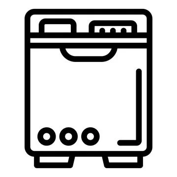 Time saving dishwasher icon outline vector. Dishware cleaning automatic process Stock Illustration