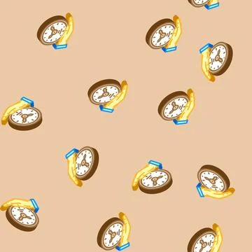 Time saving isometric icon seamless pattern Stock Illustration