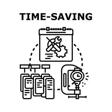 Time saving optimizing efficiency and reducing workload Stock Illustration
