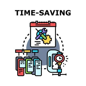 Time saving optimizing efficiency and reducing workload Stock Illustration