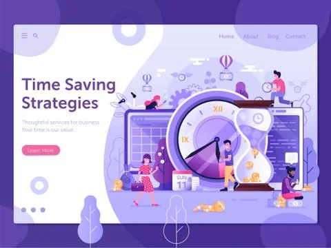 Time Saving Strategy Web Banner Template Design Stock Illustration