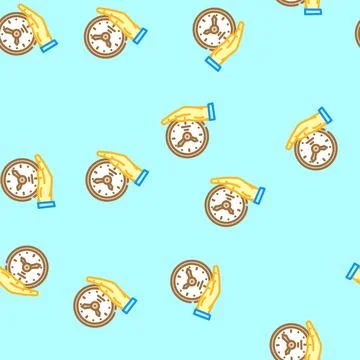 Time saving vector seamless pattern Illustrazione stock