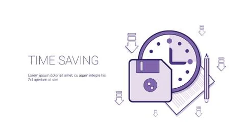 Time Saving Web Banner With Copy Space Business Scheduling Management Concept Illustrazione stock