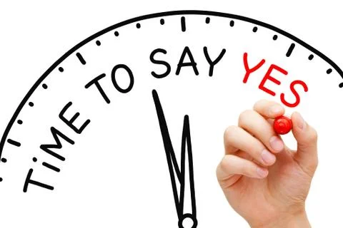 Time To Say Yes Clock Concept Stockfoto's