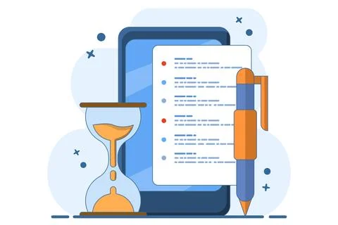 Time schedule concept, time management, deadline, planner, start, calendar. Stock Illustration