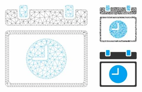 Time Schedule Vector Mesh 2D Model and Triangle Mosaic Icon 스톡 일러스트