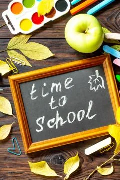 Time to School. Back to school concept. Education background. Stock Photos