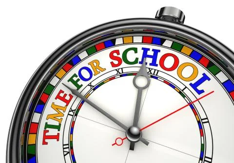 Time for school colorful concept clock Stock Illustration