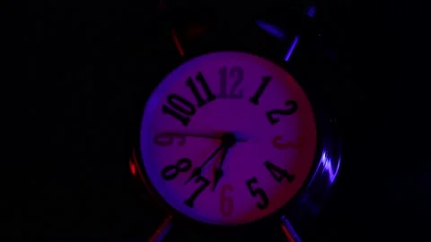 Time, second, hour concept. Retro look old clock, timer is rotating on neon l Video stock 178350539