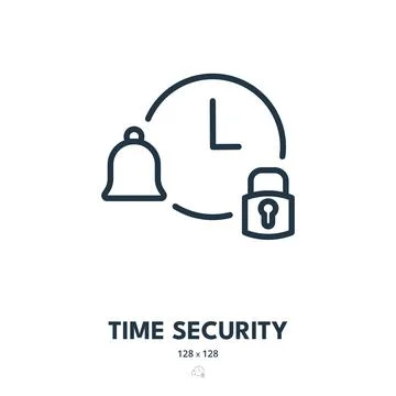 Time Security Icon. Clock, Safety, Secure. Editable Stroke Stock Illustration