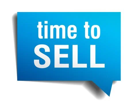 Time to sell blue 3d realistic paper speech bubble isolated on white 스톡 일러스트