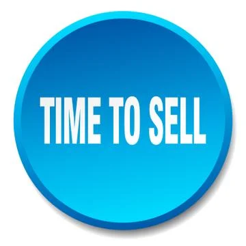 Time to sell blue round flat isolated push button Stock Illustration