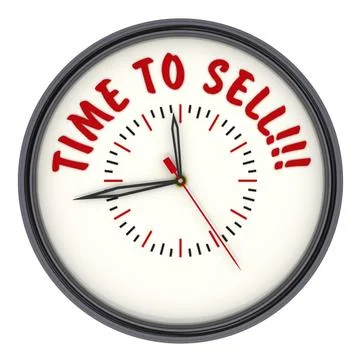 Time to sell! Clock with text Stock Illustration