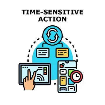 Time sensitive action processing digital data across devices Stock Illustration