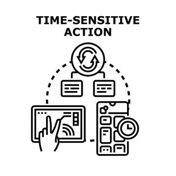 Time sensitive action processing digital data across devices Stock Illustration