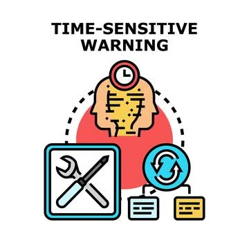 Time sensitive warning concept with system maintenance Illustrazione stock