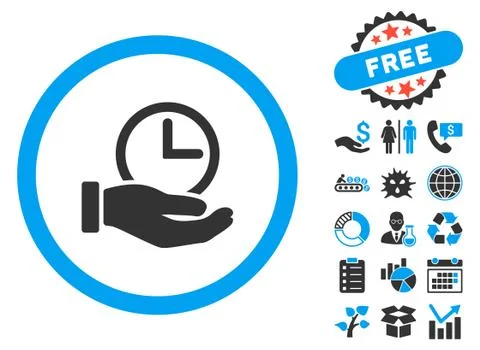 Time Service Flat Vector Icon with Bonus イラスト素材