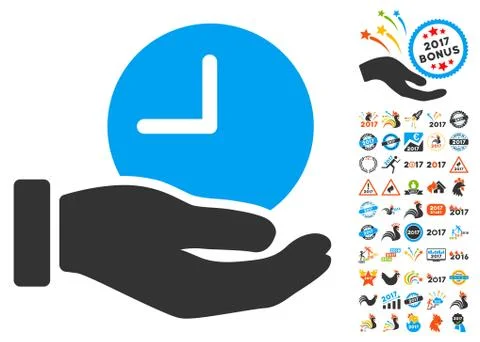 Time Service Icon With 2017 Year Bonus Pictograms Stock-Illustration