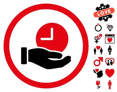 Time Service Rounded Icon with Dating Bonus Stock-Illustration